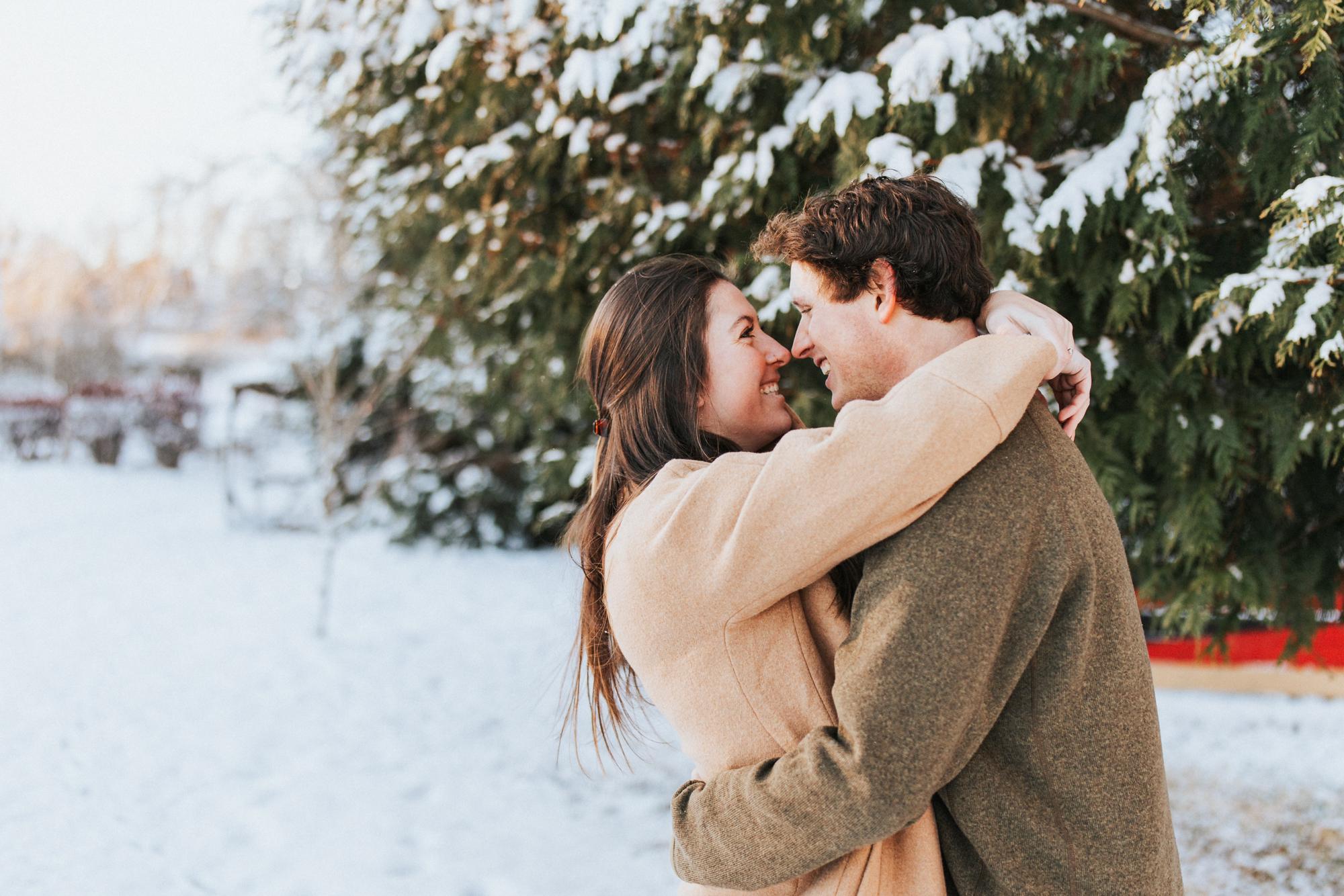 Snowy engagement photos in Charlottesville