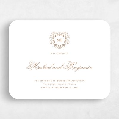 White Rounded Wedding Save the Date - Griffin Type