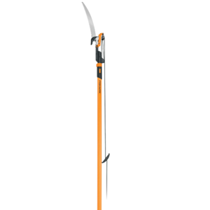 Fiskars 7ft-14ft Power-Lever Extendable Pole Saw and Tree Pruner, Lawn and Garden Tools, Black/Orange
