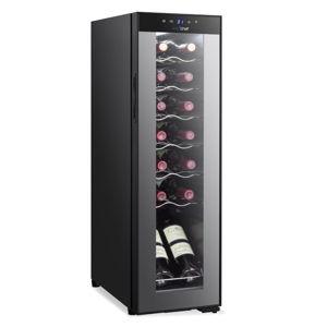 NutriChef Single-Zone Wine Cooler & Chiller – Digital Touch Control, Airtight Seal, 14-Bottle Capacity, Black