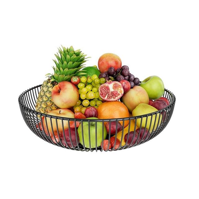 Simple Trending Fruit Bowl for Kitchen Counter, Metal Wire Fruit Basket, Black