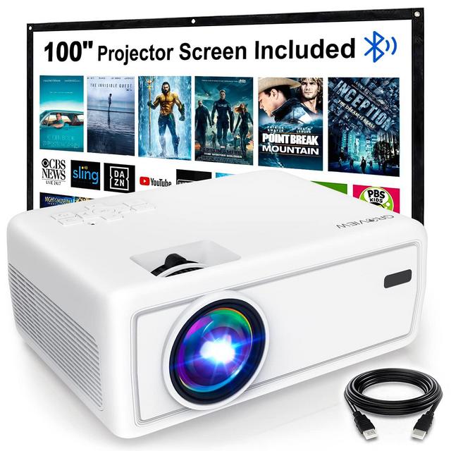 Mini Outdoor Movie Projector with 100” Projector Screen