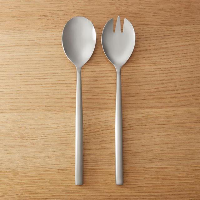 Rush Brushed Silver Serving Slotted Spoon Set