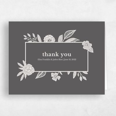 Charcoal, Grey Wedding Thank You - Catania Border