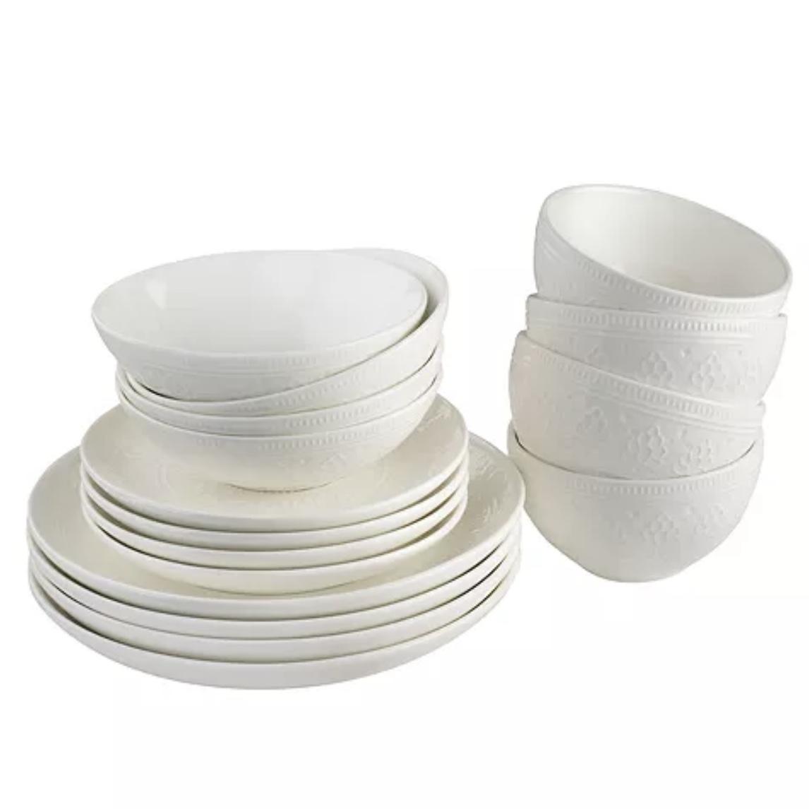 Fez 16 Piece Double Bowl Dinnerware Set, Service for 4