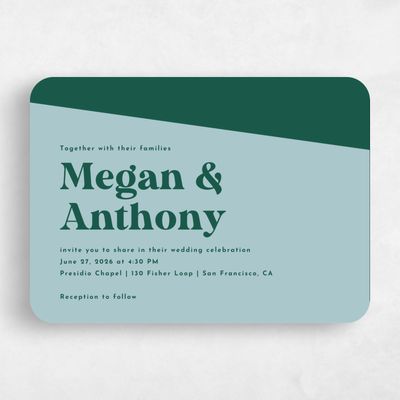 Blue Rounded Wedding Invitation - Zesty Landscape