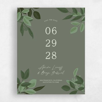 Dark Sage, Green Wedding Save the Date - Summerlin Classic