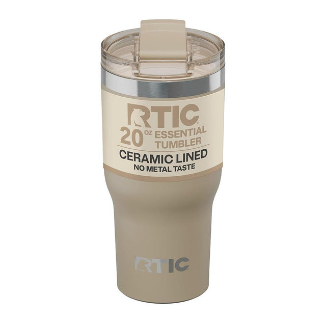 RTIC 30oz Essential Tumbler with Lid, Ceramic Lined, Insulated, Stainless Steel, Metal, Double Wall Vacuum-Insulation, Travel Cup for Iced Coffee, Tea, Hot and Cold Drink, Beach