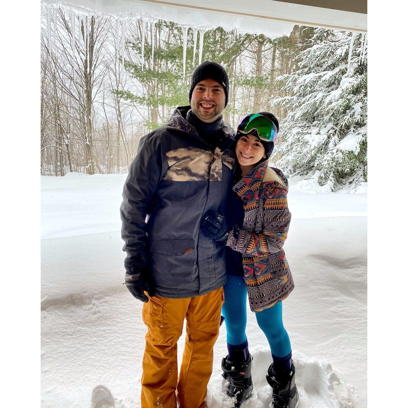 Our first snowboarding trip together. Josh conquered the bunny hill! Mount Snow, VT January 2021