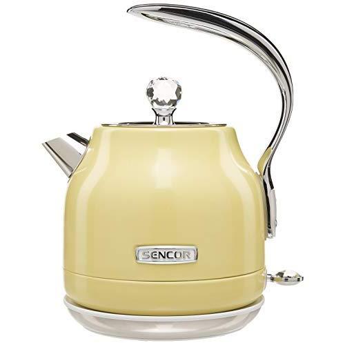 Sencor SWK46YL Elegant 1.2L Crystal Electric Kettle with 360 Degree Swivel Power Cord Base and Anti Drip Spout, Sunflower Yellow