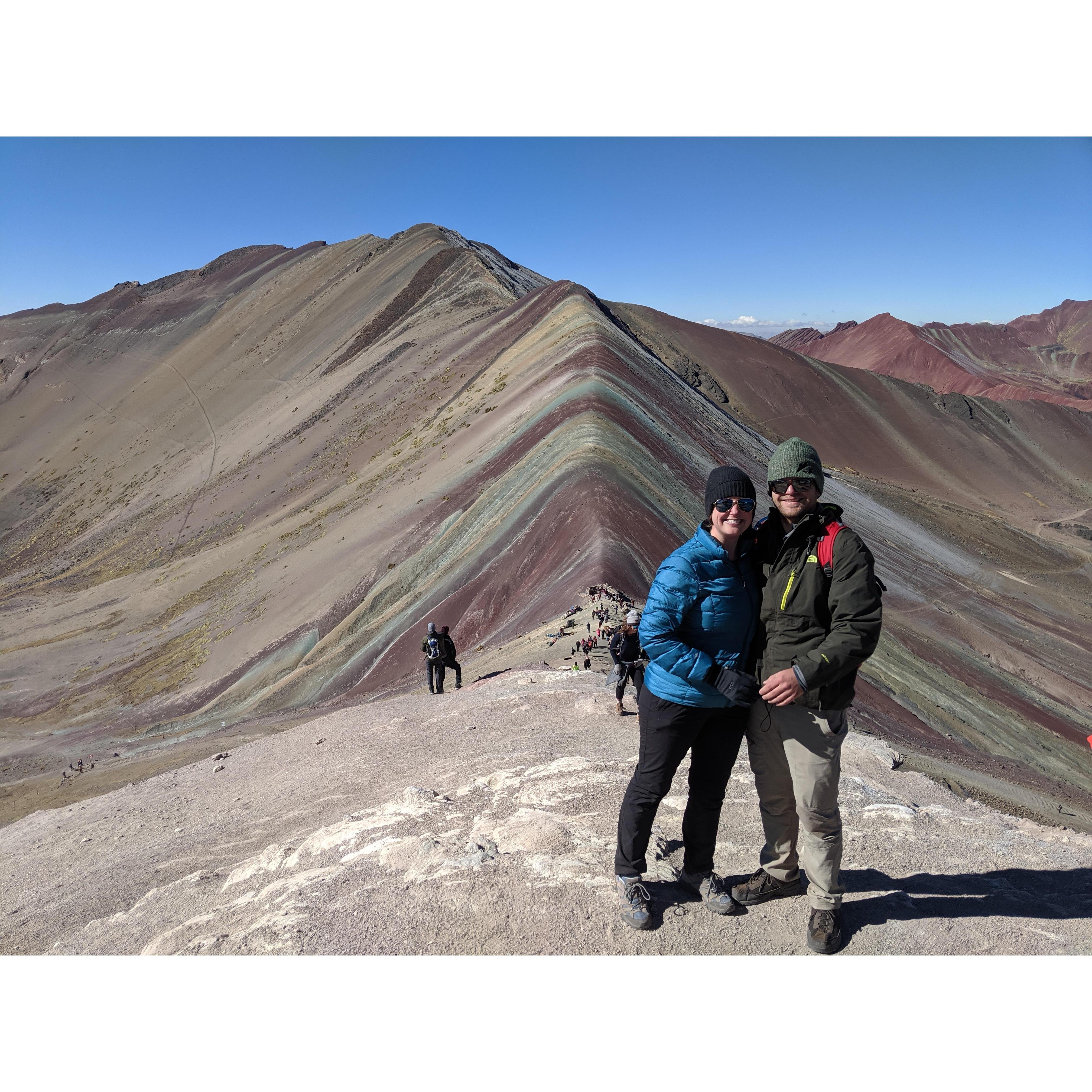 The most physically grueling hike to get to the top of Rainbow Mountain in Peru at over 17,000 ft