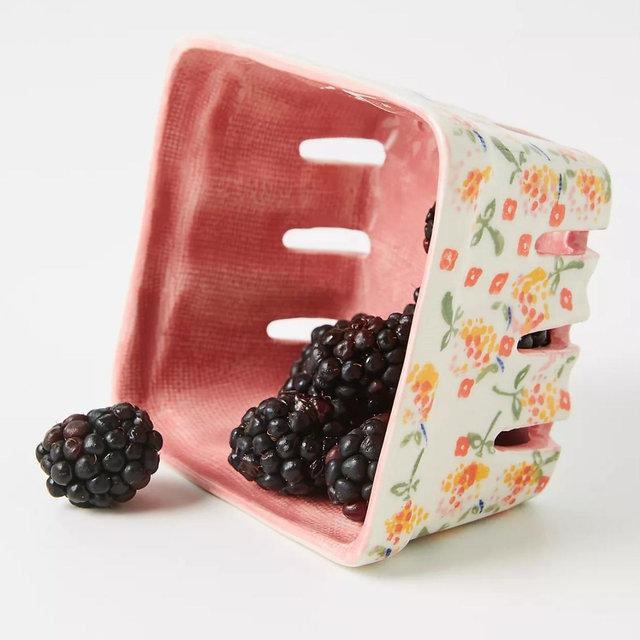 Floral Ceramic Berry Basket - Red Pattern, BERRY BASKET