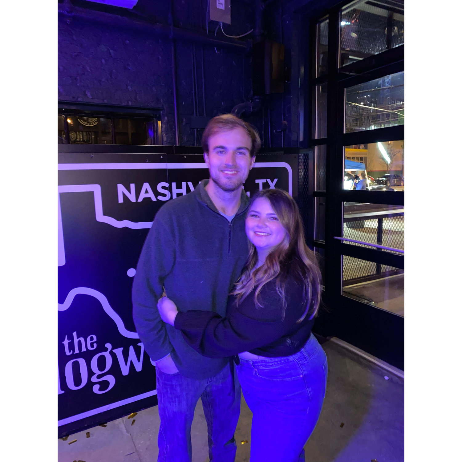 FEB 2022: Lance and Ashley met through hinge (yay for online dating!) and the rest is history. This photo is at one of our favorite bars in Nashville, called Dogwood.