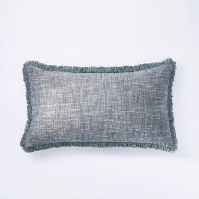 Lumbar Woven Textured Pillow Blue - Threshold™ designed with Studio McGee