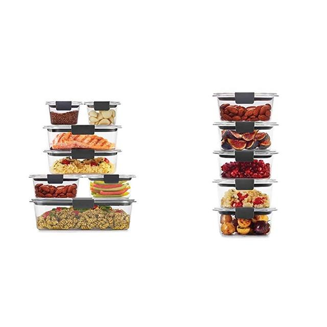 Rubbermaid Brilliance Storage 14-Piece Plastic Lids | BPA Free, Clear & Leak-Proof Brilliance Food Storage Set | 1.3 Cup Plastic Containers with Lids | Microwave and Dishwasher Safe, 5-Pack, Clear