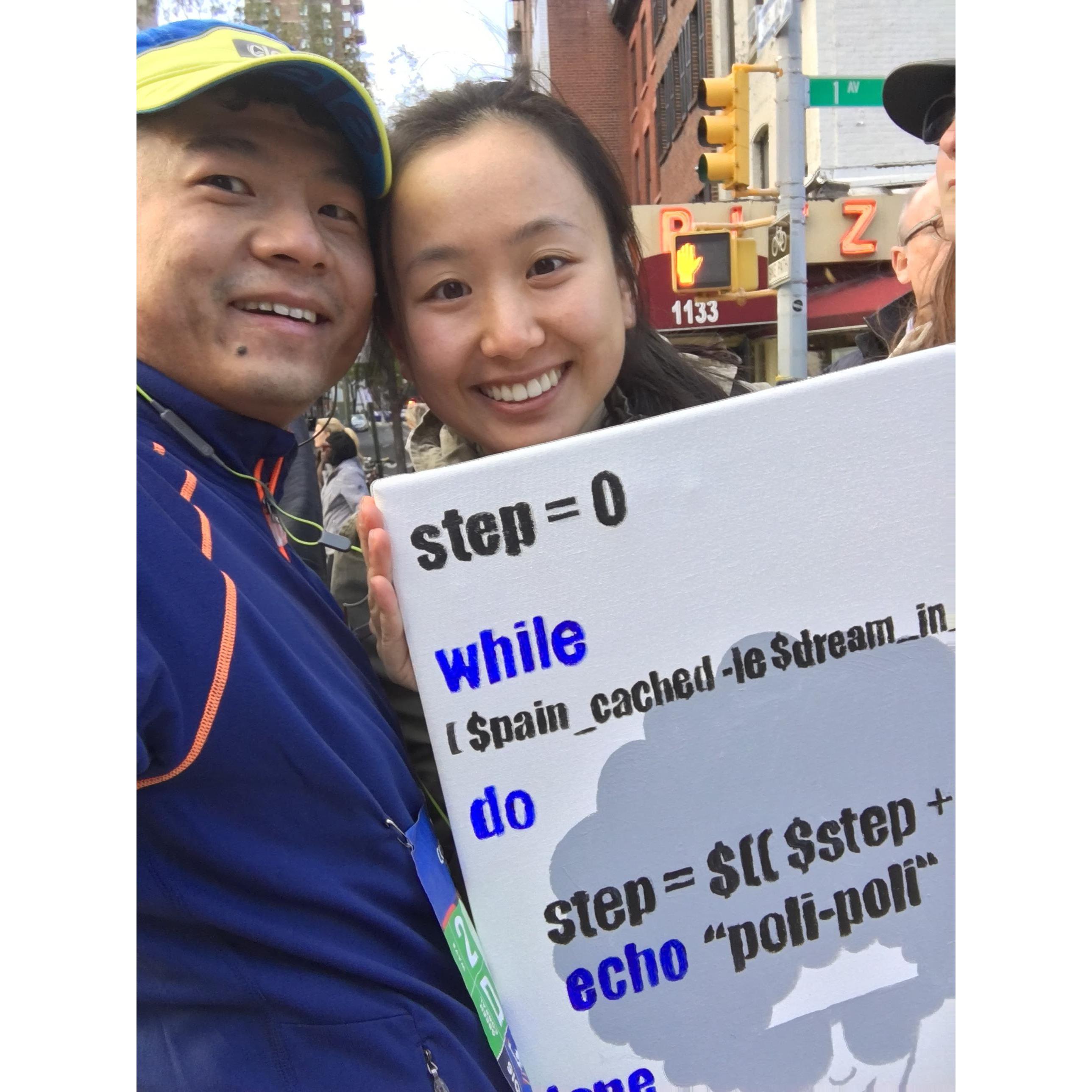 Xiao's first marathon, Nov 2016.