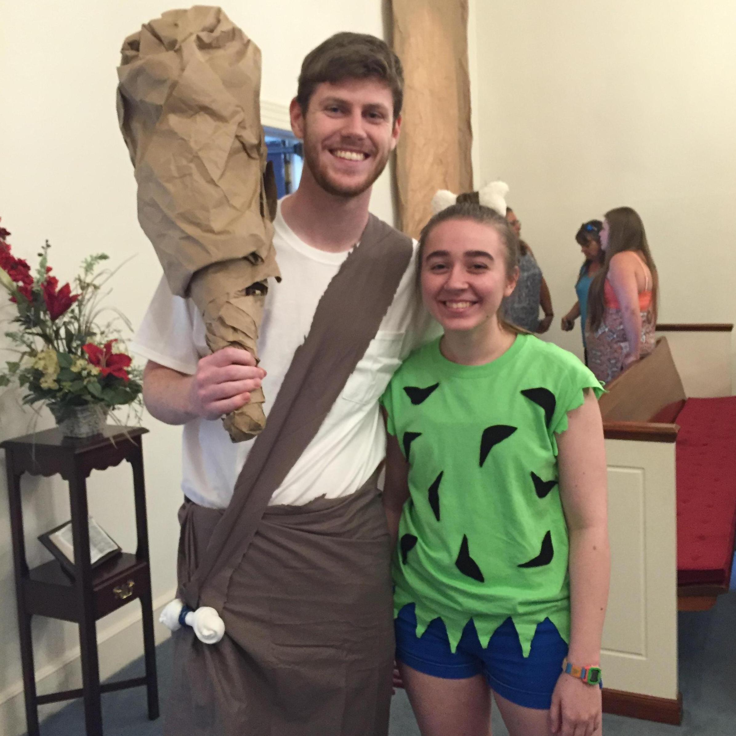 Our First Picture Together - We dressed up as Pebbles and Bamm Bamm after working together with the kids all week during CaveQuest VBS