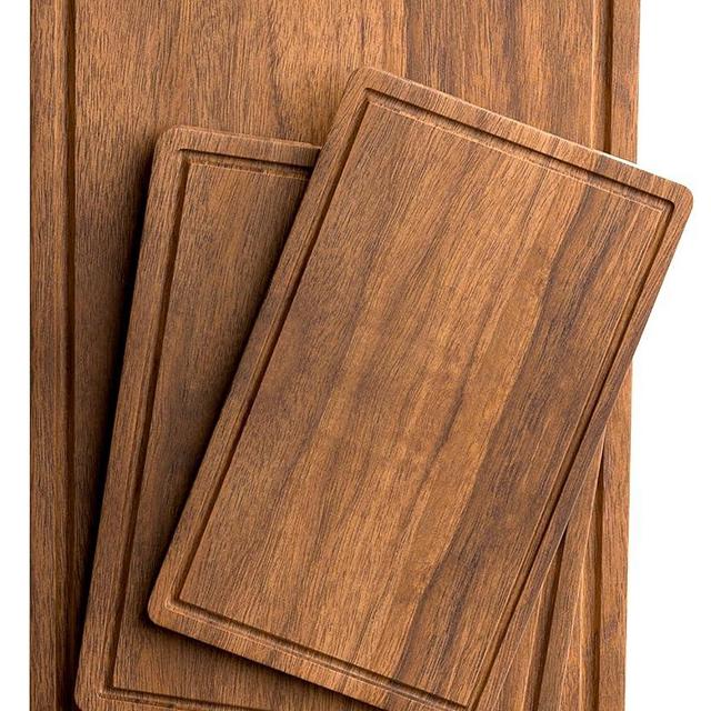 Acacia Wood Cutting Boards Set of 3 for Kitchen, Large Wooden Cutting Board with Juice Groove, Charcuterie Board, Chopping Board for Meat, Cheese, Fruits(17x12, 12x10, 12x7 inch)