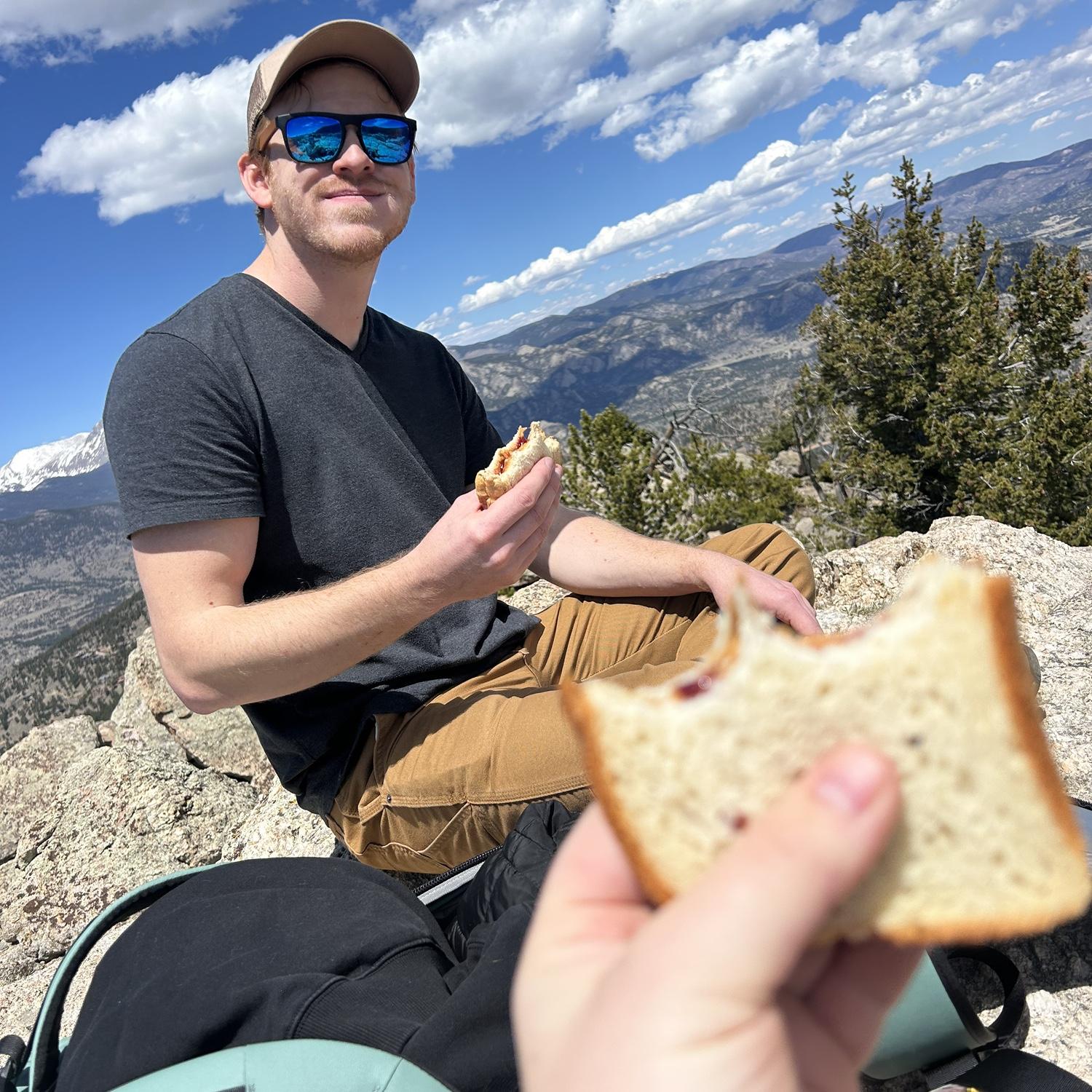 Scenic PB&Js on top of Lily Mountain.
