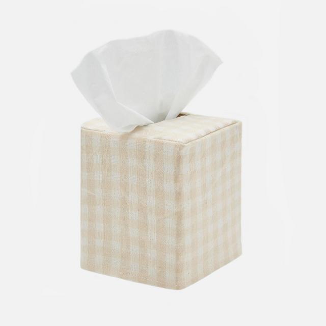 Gingham Cream Tissue Box Cover, Heather Taylor Home