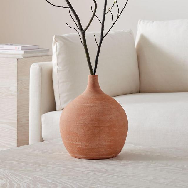Atuto Terracotta Vases, Round Vase, Terracotta, Ceramic, 11 In High