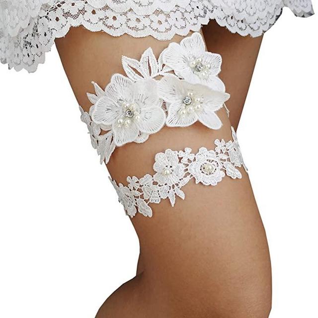 YuRongsxt Flower Leaf Style Garter Set Wedding Garter Set Bridal Garter G08