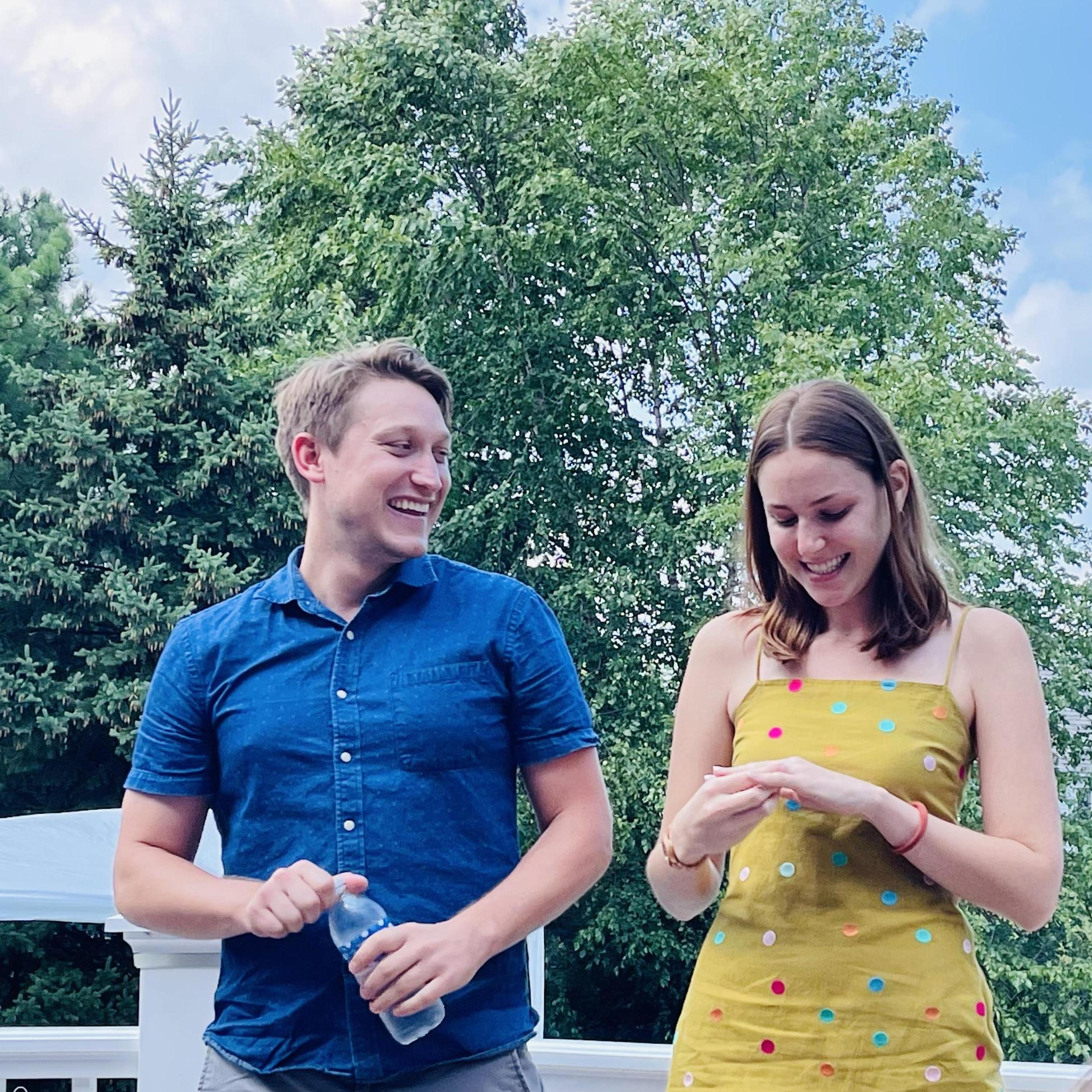 Andrew stays hydrated while we make our engagement public in Mequon, WI.