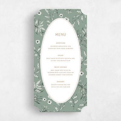 Green Ticket Wedding Menu - Brenton