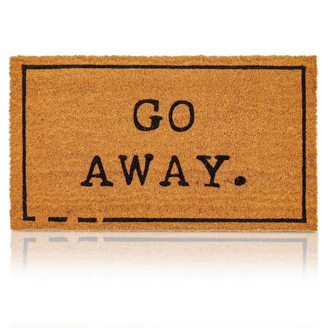 Juvale Go Away Doormat, Funny Front Door Welcome Mat for Outdoor Porch or Patio, Natural Coco Coir, 17 x 30 In