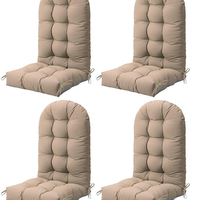 FOOWIN Adirondack Chair Cushion Set of 4, Thickened Rocking Chair Cushion,48.5×20.8×5.1 Inches,High Back Patio Cushions with Ties, Waterproof & UV-Protected, for Indoor and Outdoor,Khaki