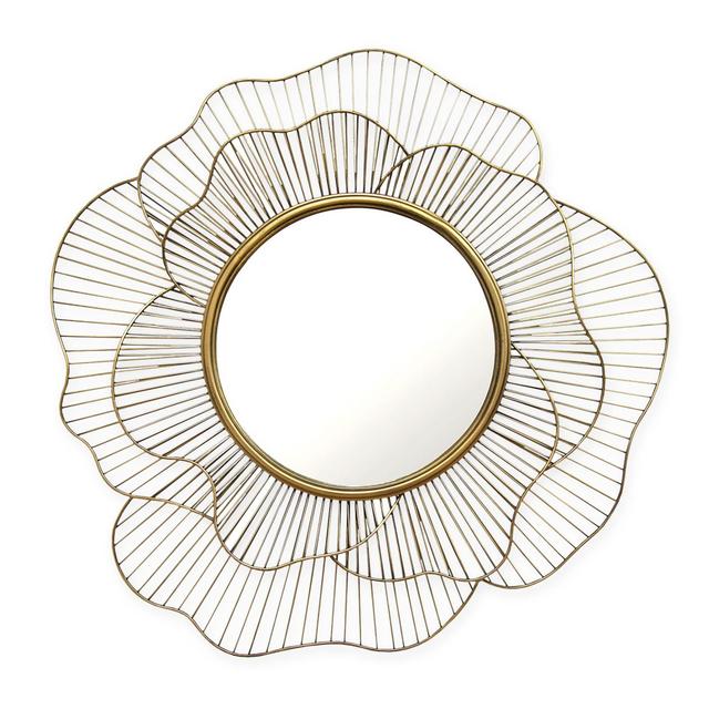 Stratton Home Décor 28-Inch Round Stella Wall Mirror in Gold