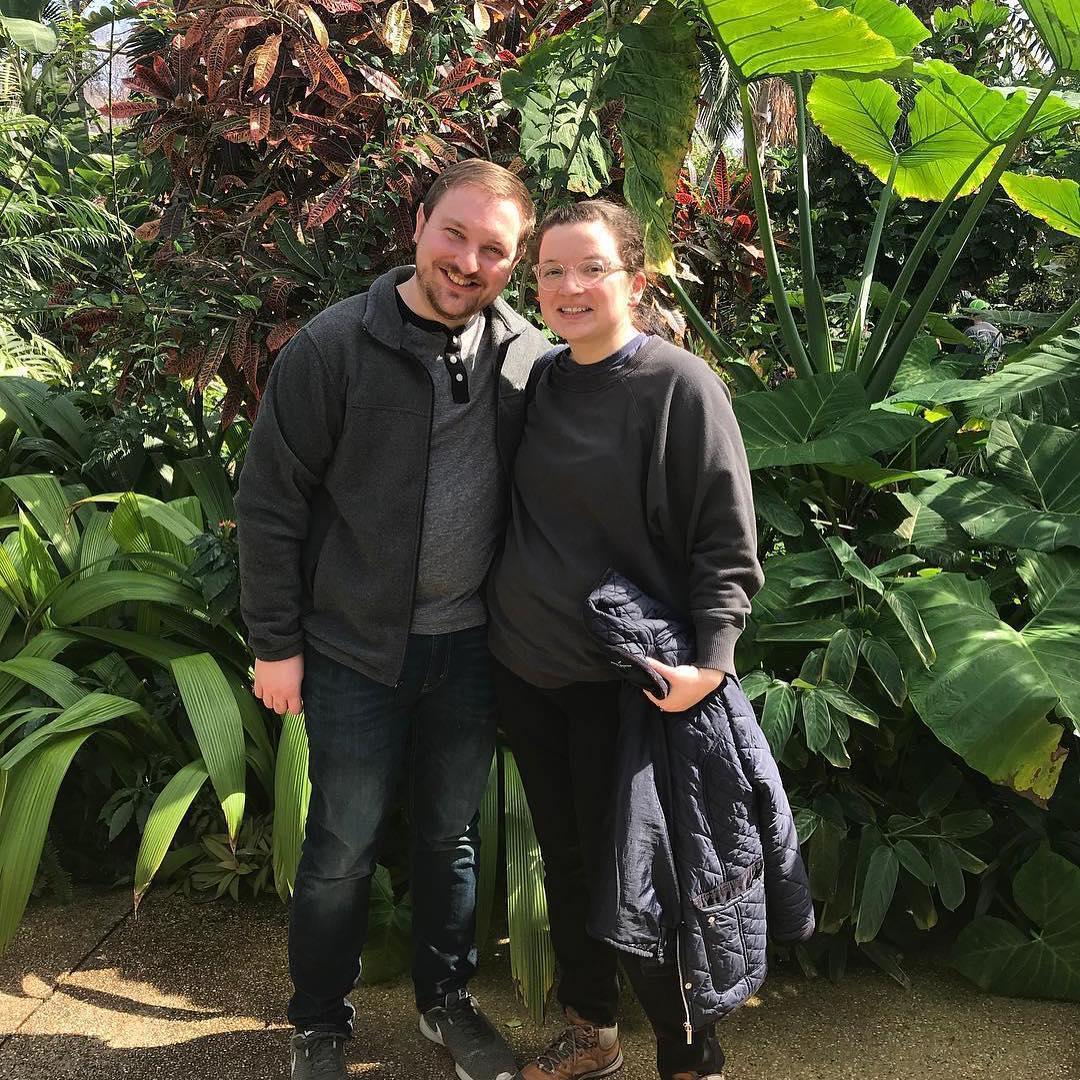 At the Des Moines Botanical Gardens after we booked our venue!