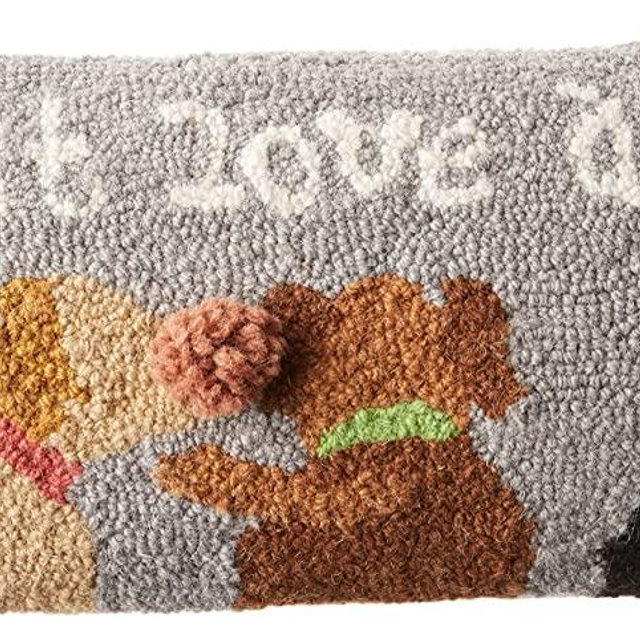 Mud Pie Must Love Dogs Hook Pillow, 1 Count (Pack of 1), Gray