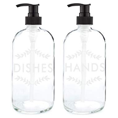 Rail19 Clear Dish Soap Dispenser Set - Laurel Hands + Dishes Soap Hand Soap Dispenser Set Perfect for The Kitchen Sink
