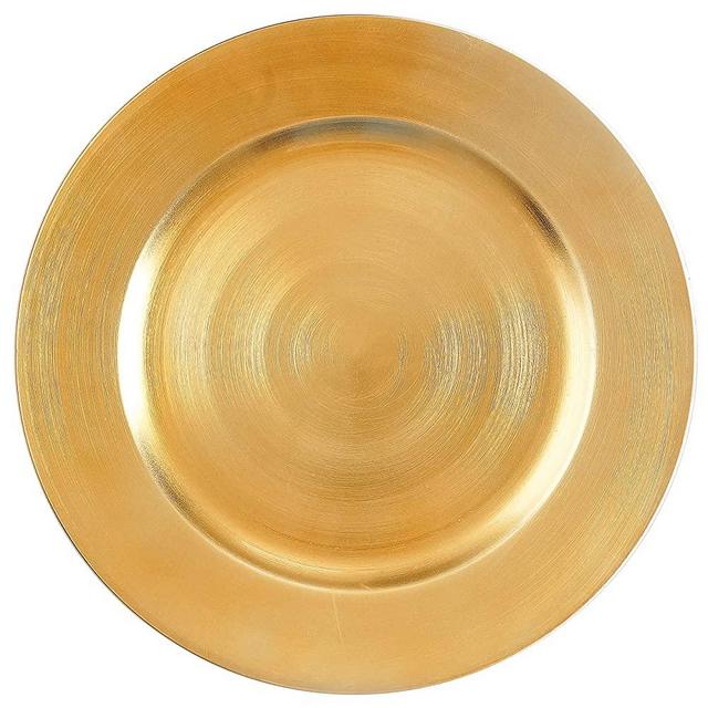 USA Party Flower Metallic Foil Plastic Charger Plate, Set of 12 (13 Inch)(Gold)