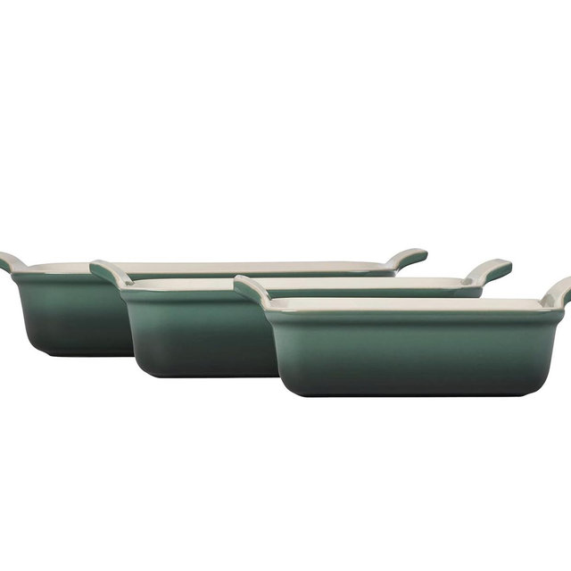 Le Creuset Stoneware Heritage Set 3 Rectangular Dishes, Artichaut