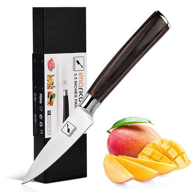 Paring Knife - imarku Professional 3.5 Inch Peeling Knife - Japanese SUS440A Stainless Steel Small Fruit Knife with Ergonomic Pakkawood Handle, Ultra Sharp