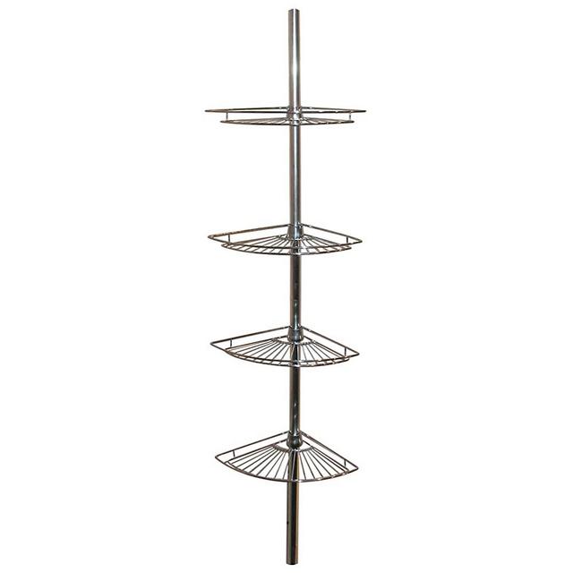 Zenna Home, Chrome 2114S, Tension Corner Pole Caddy