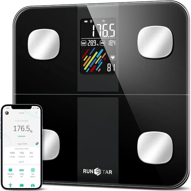 Smart Scale for Body Weight and Fat Percentage, RunSTAR High Accuracy Digital Bathroom Scale with Large Display for BMI Heart Rate FSA&HSA Eligible 15 Body Composition Analyzer Sync with Fitness App