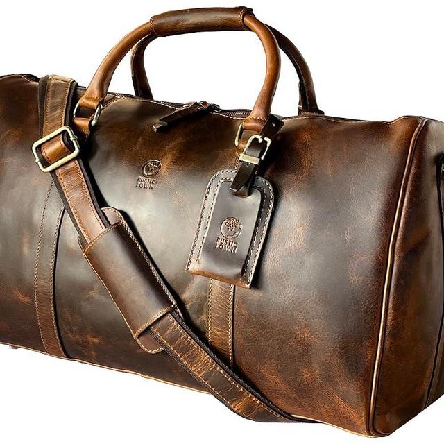 Handmade Leather Duffle Bag | Full Grain Leather | TSA Approved Cabin Sized Duffel | Vintage Classic Style with Modern Outlook | Carry On Gifts for Men and Women (Brown, 20 inches)