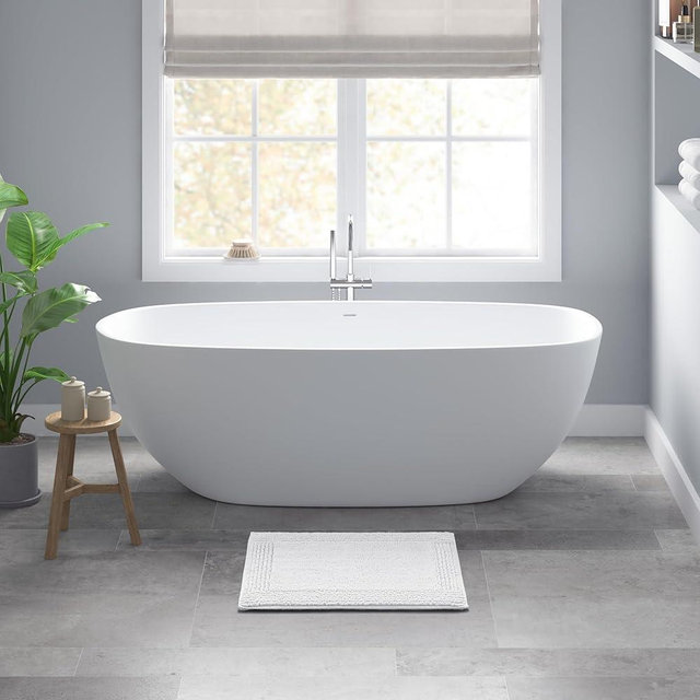 Madison Park Splendor Reversible 100% Cotton Tufted Bathroom Rug-3000 GSM Hotel Quality Luxurious Plush Medium Pile Bath Mat Absorbent, Quick Dry, Shower Room Décor, 17"x24" White