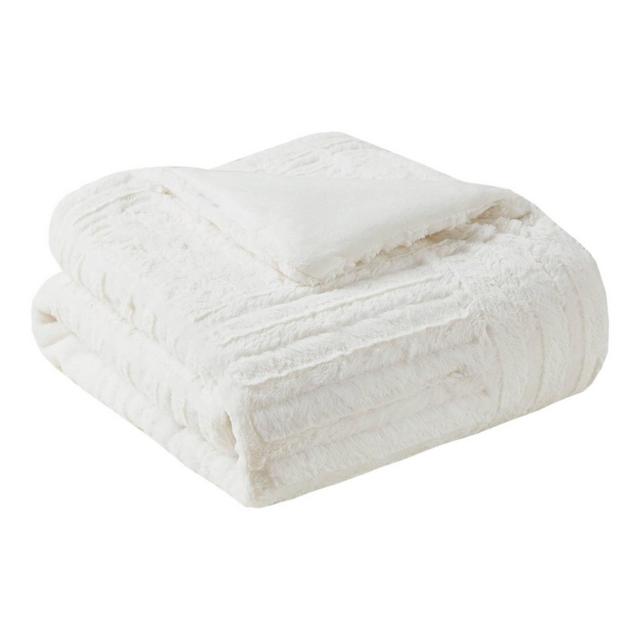 50"x60" Polar Solid Faux Fur Throw Blanket Ivory
