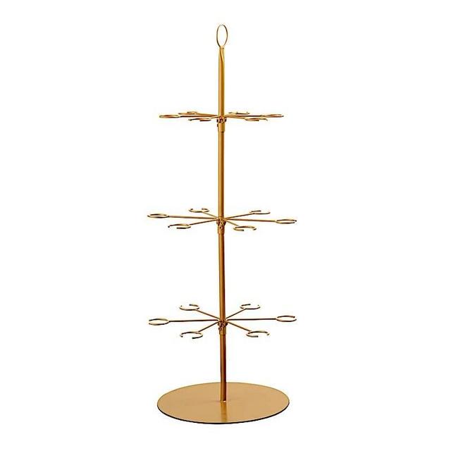 Balsa Circle 33" Gold 3-Tier Metal Wine Glass Display Stand Champagne Flute Holder Tree Wedding Party Events Decorations Supplies