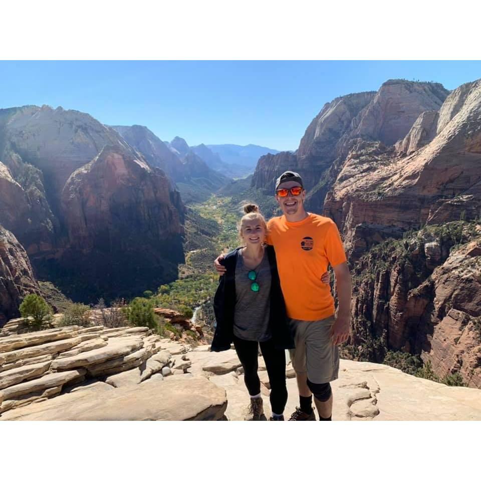 Angels Landing at Zion National Park - our first backpacking trip together - 2019