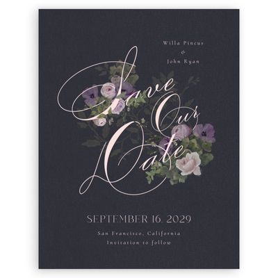 Ebony, Blue Wedding Digital Save the Date - Bourgeon Portrait
