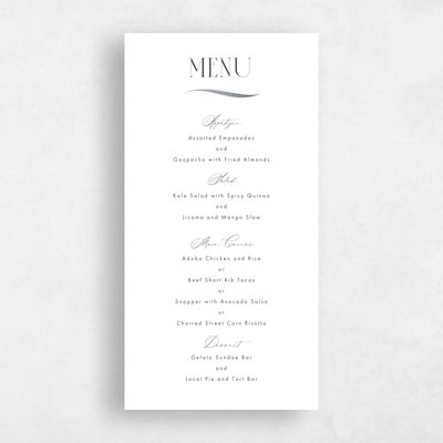 Dusty Blue Wedding Menu - Brienno