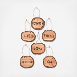 6-Piece Wood Decanter Charm Set