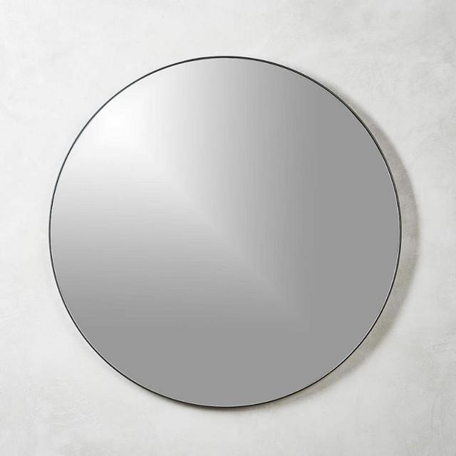 CB2 INFINITY BLACK ROUND WALL MIRROR 36"