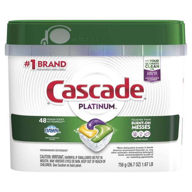 Cascade Platinum ActionPacs - Dishwasher Detergent - Lemon Scent - 48ct