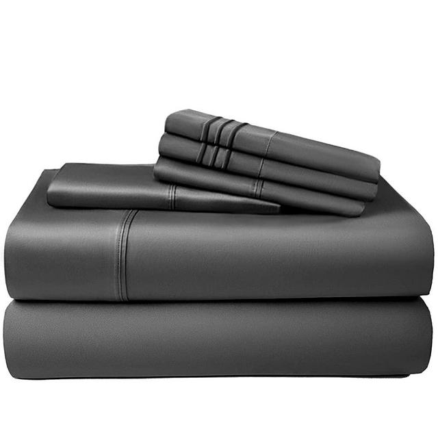 SONORO KATE 100% Bamboo Sheets King Size Bed Sheets 6 Piece Set- 1900 Thread Count Super Soft Wrinkle Free Silk Feel, All Seasons,Sheet & Pillowcase Sets Fit 16-20 Inch Deep Pocket (Dark Grey,King)